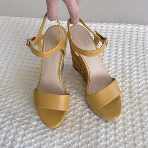 Aldo Women’s Beautiful Cork and Sunflower Yellow Wedges - perfect summer shoes